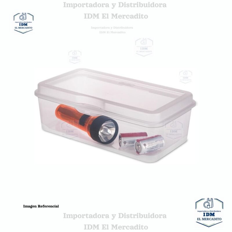 Sterilite Caja Organizadora Rectangular Grande Transparente con Tapa Abatible – Apilable y Multiusos
