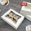 Caja para reposteria blanca con ventana, 20 x 15 x 6.5 cm