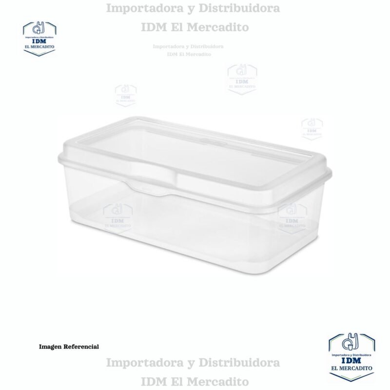 Sterilite Caja Organizadora Rectangular Grande Transparente con Tapa Abatible – Apilable y Multiusos