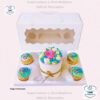 Caja para mini queque y cup cakes, 4 cup cakes + 1 mini queque, con tapa transparente