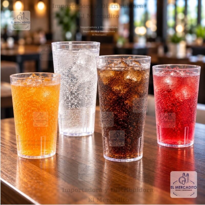 Vasos de policarbonato, semi-translucidos, en 20 oz, 16 oz, 13 oz y 9,5 oz