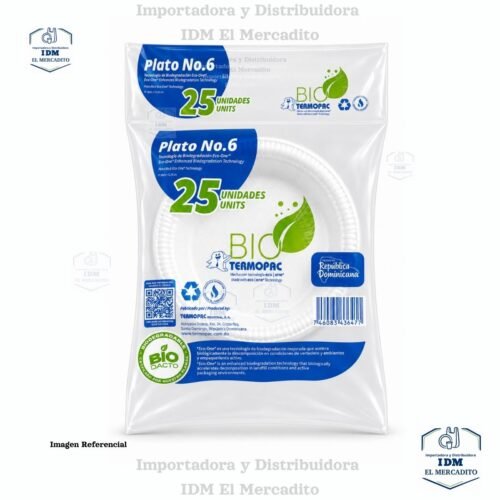 Platos Biofoam #6, en paquetes de 25 unidades