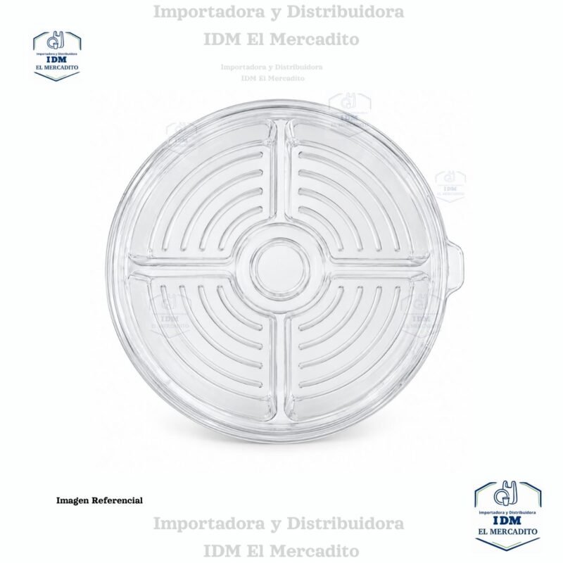 Contenedor transparente empaque con 4 divisiones circular con tapa