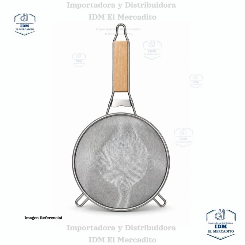 Tamiz de malla fina Colador de alimentos de acero inoxidable con mango de madera para freír jugo arroz, verduras, frutas, leche de soja