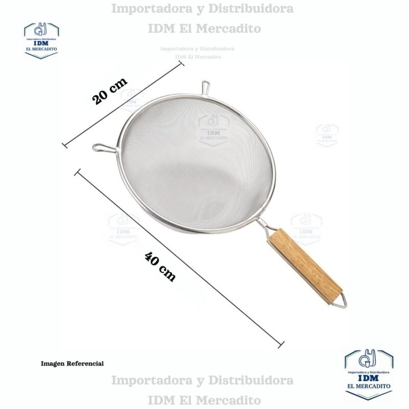 Tamiz de malla fina Colador de alimentos de acero inoxidable con mango de madera para freír jugo arroz, verduras, frutas, leche de soja