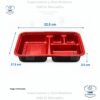 Contenedor con 4 divisiones sushi (10) Contenedor plástico con 4 divisiones, especial para sushi, Bento u otros alimentos, con tapa plástica transparente