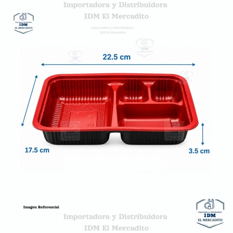 Contenedor con 4 divisiones sushi (10) Contenedor plástico con 4 divisiones, especial para sushi, Bento u otros alimentos, con tapa plástica transparente