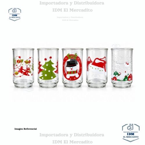 Vasos de vidrio con diseños navideños