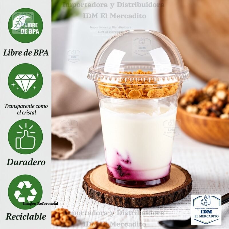Vasos plásticos con inserto con tapa domo, de 12 oz y 16 oz, en paquetes de 25 unidades