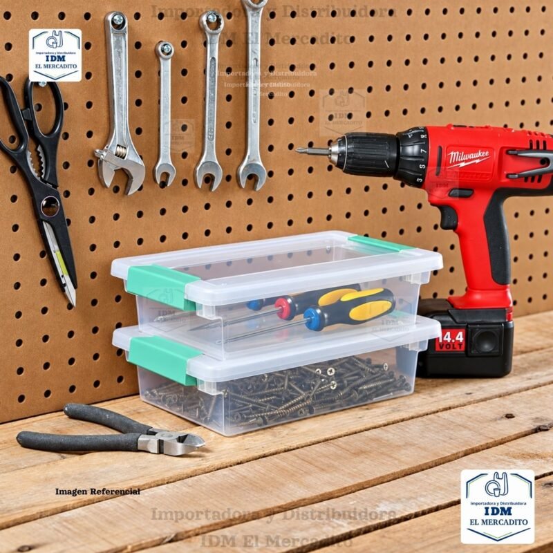 Caja organizadora Sterilite pequeña, estilo clip box, 27.9 × 16.8 × 7 cm.