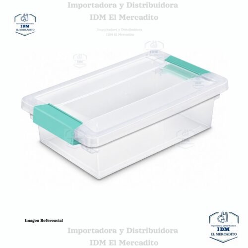 1961 (5) Caja organizadora Sterilite pequeña, estilo clip box, 27.9 × 16.8 × 7 cm.