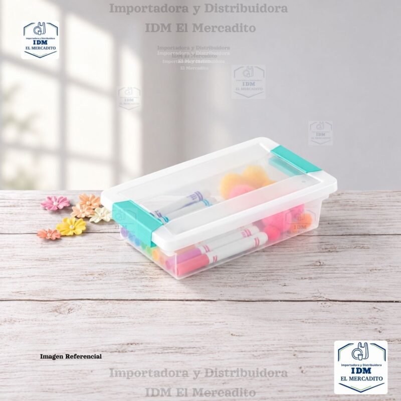 Caja organizadora Sterilite pequeña, estilo clip box, 27.9 × 16.8 × 7 cm.