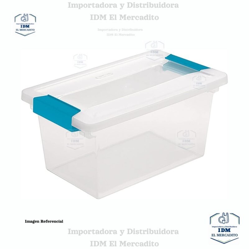Caja organizadora Sterilite mediana, estilo clip box, 27.94 × 16.83 × 13.65 cm.