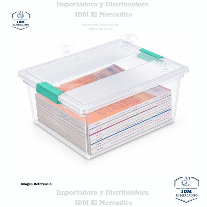 1965 (5) Caja organizadora Sterilite Gigante, estilo clip box, 36 × 28 × 16 cm.