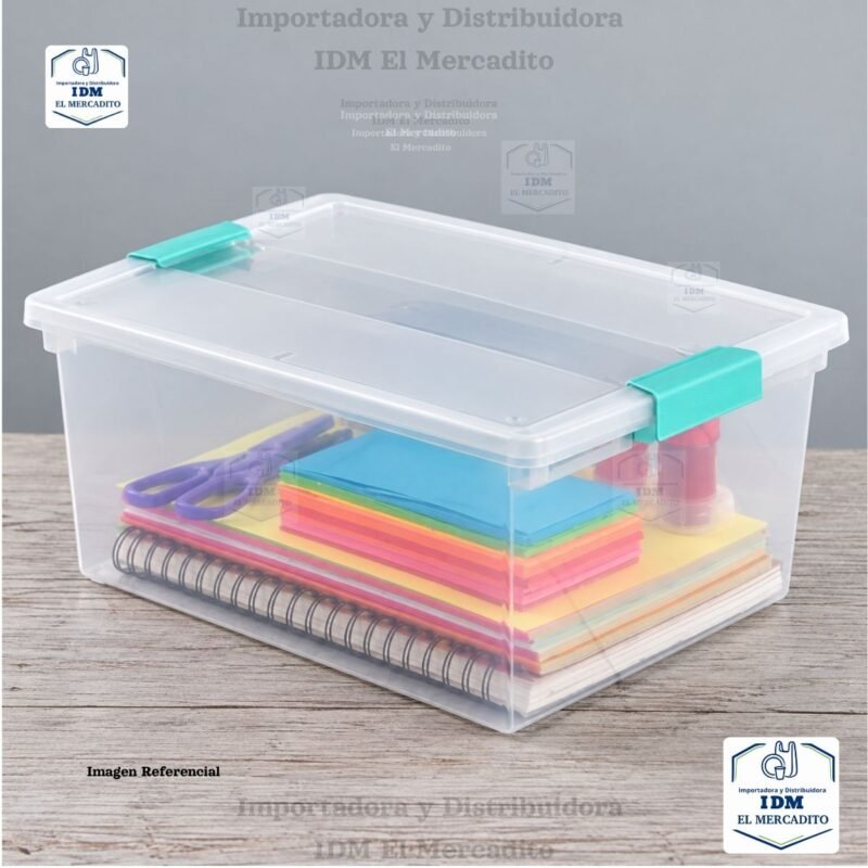 1965 Caja organizadora Sterilite Gigante, estilo clip box, 36 × 28 × 16 cm.