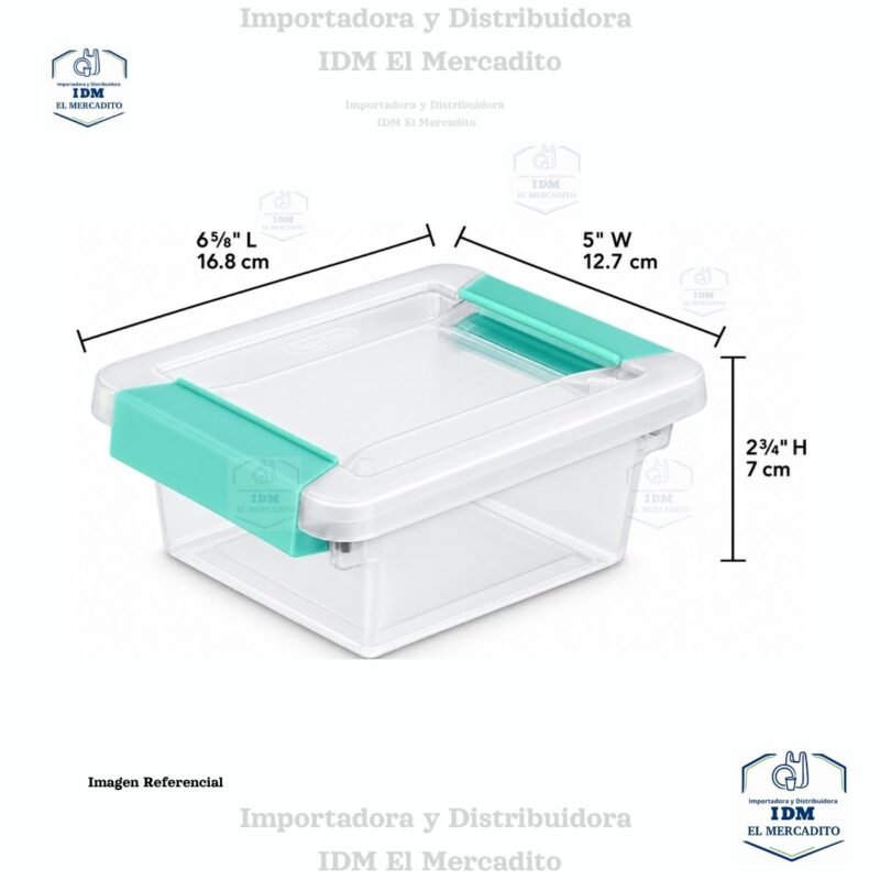 Caja organizadora Sterilite mini, estilo clip box, 16.8 × 12.7 × 7 cm.