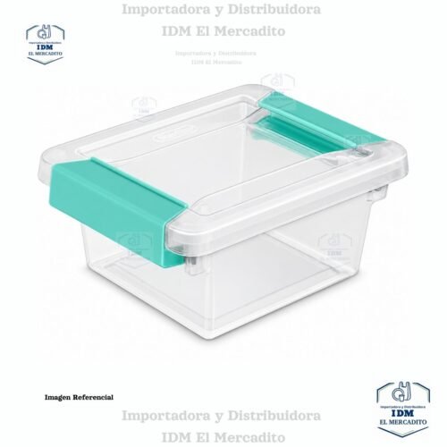 1969 Caja organizadora Sterilite mini, estilo clip box, 16.8 × 12.7 × 7 cm.