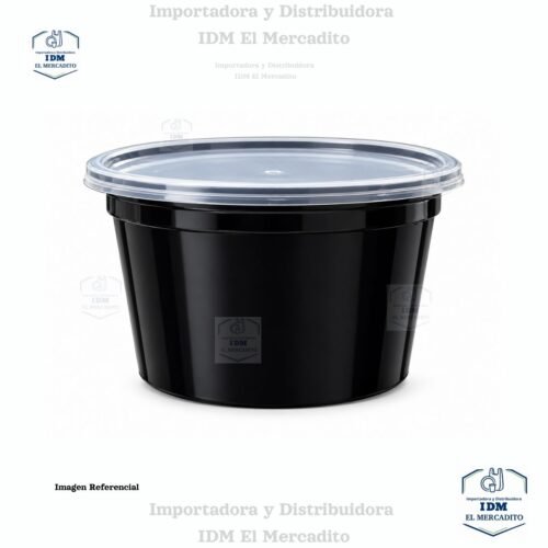 3 Envase entero negro plástico con tapa semi-transparente en paquetes de 10 unidades