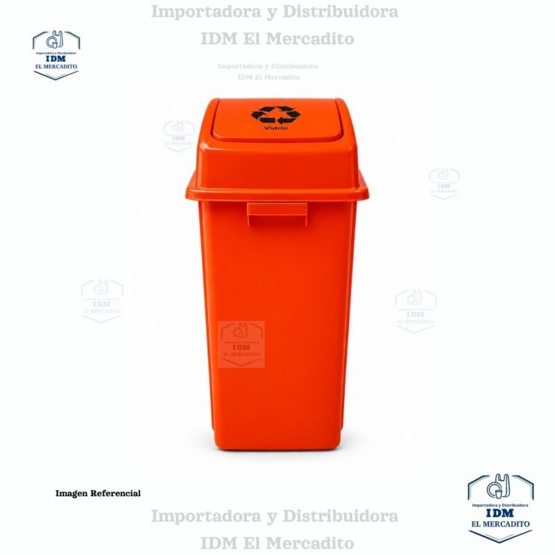Basurero reciclaje vidrio con tapa vaivén 42 litros