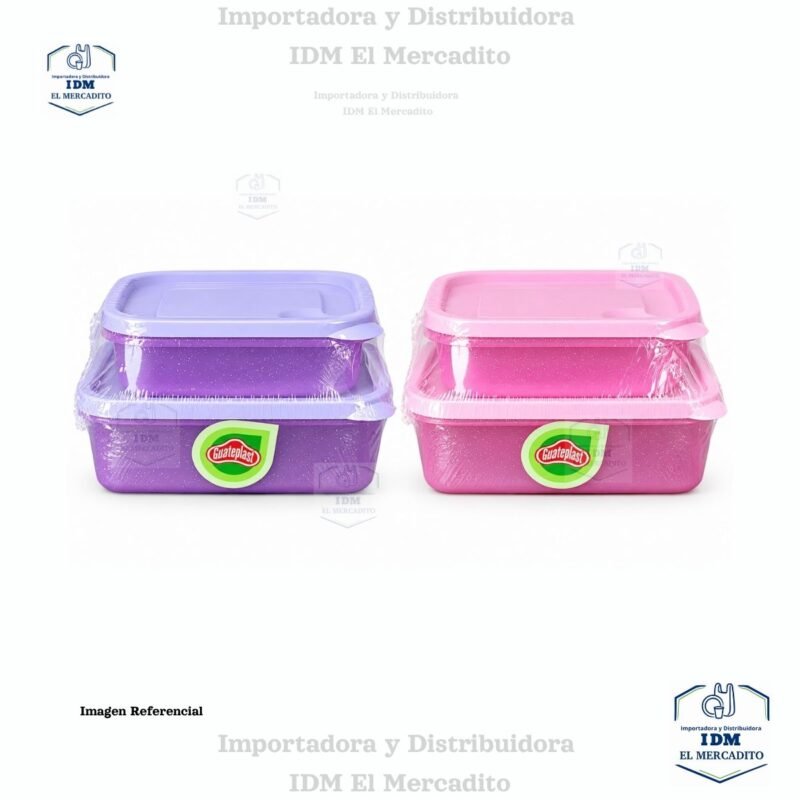 Tazón Cuadrado plástico Guateplast, set de 2 unidades