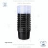 3 Envase 8 onzas de plástico duro negro, con tapa plástica semi-transparente (10 UND)