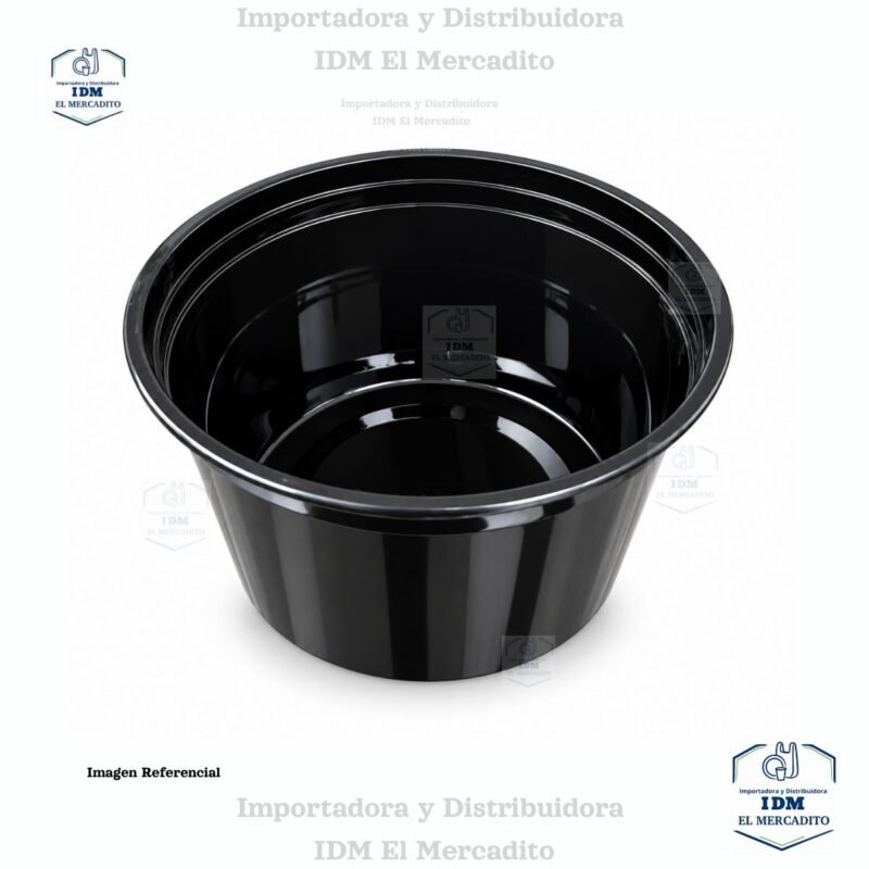 Envase entero negro plástico con tapa semi-transparente en paquetes de 10 unidades