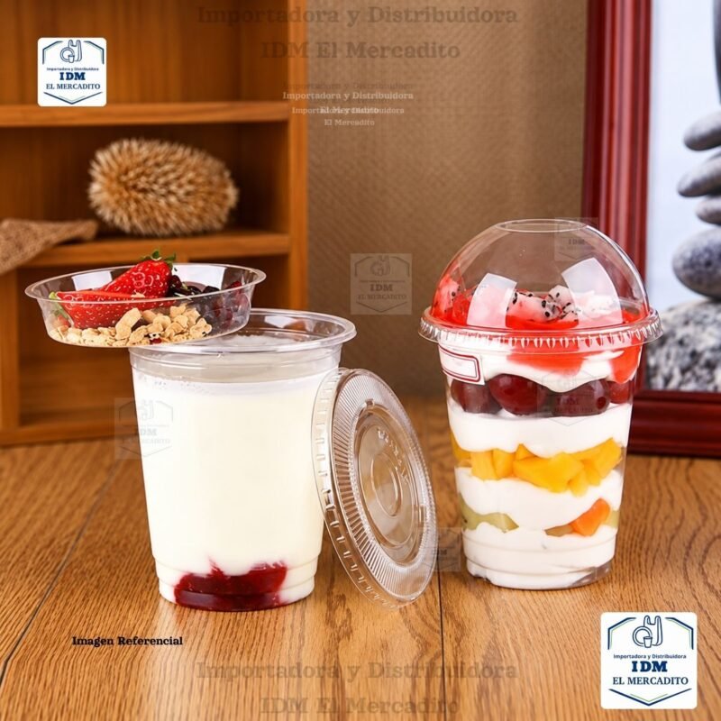 Vasos plásticos con inserto con tapa domo, de 12 oz y 16 oz, en paquetes de 25 unidades
