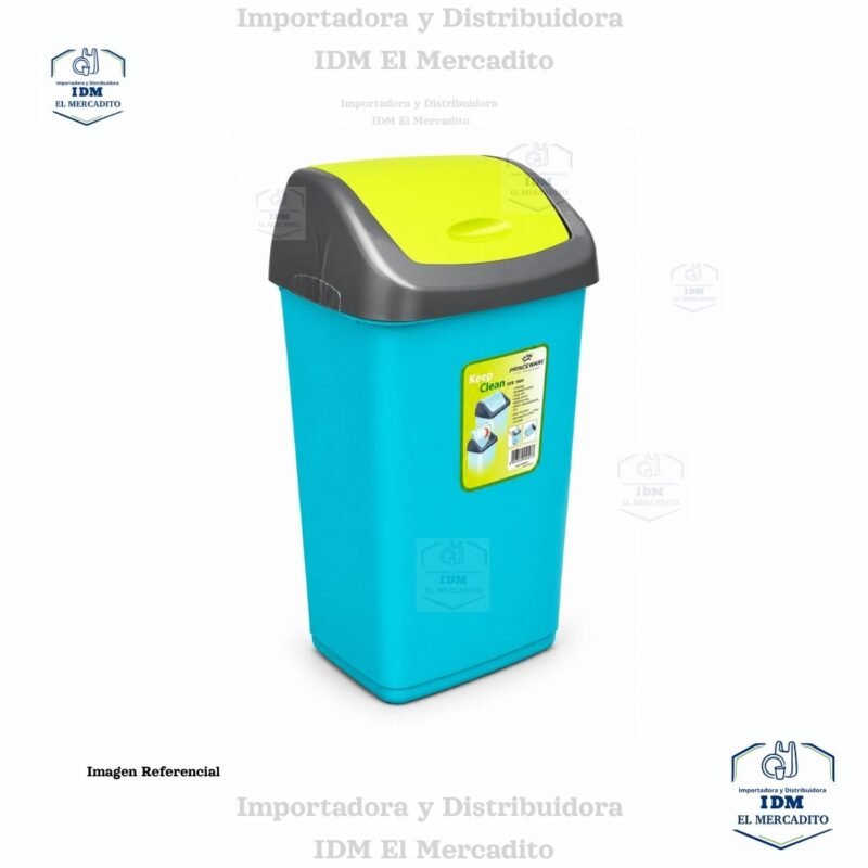 5 Basurero de plástico Princeware con tapa abatible, capacidad de 15 litros – Modelo 4515