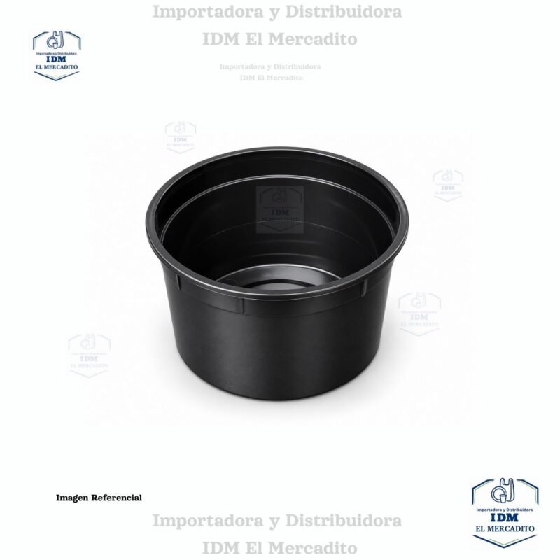 5 Envase 8 onzas de plástico duro negro, con tapa plástica semi-transparente (10 UND)