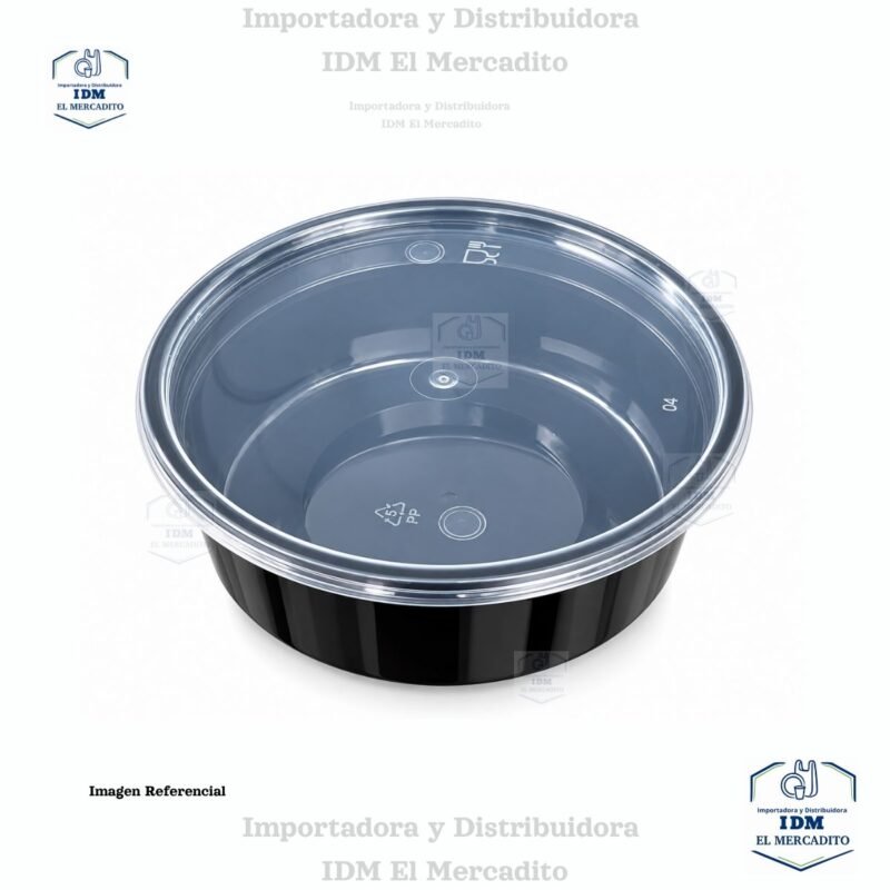 Envase medios negro plástico con tapa semi-transparente en paquetes de 10 unidades