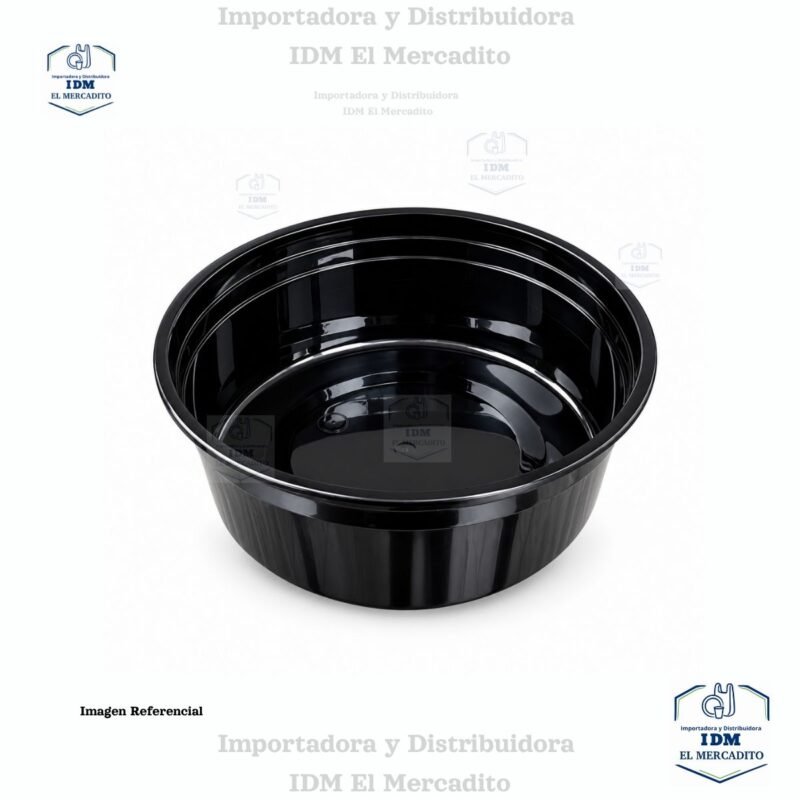 Envase medios negro plástico con tapa semi-transparente en paquetes de 10 unidades