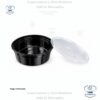 Envase medios negro plástico con tapa semi-transparente en paquetes de 10 unidades