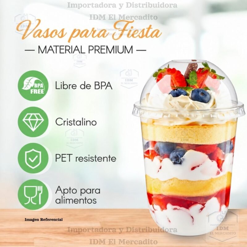 Vasos tipo U con tapa domo, 16 oz en paquetes de 50 unidades
