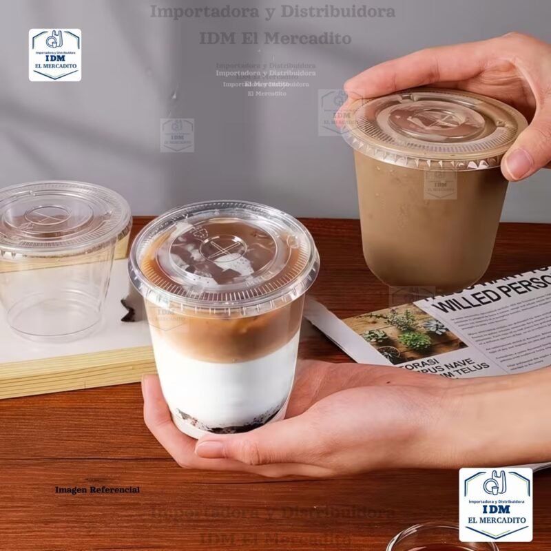 Vasos tipo U con tapa plana, 16 oz en paquetes de 50 unidades