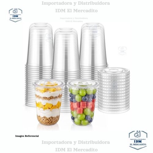 Vasos tipo U con tapa plana, 16 oz en paquetes de 50 unidades
